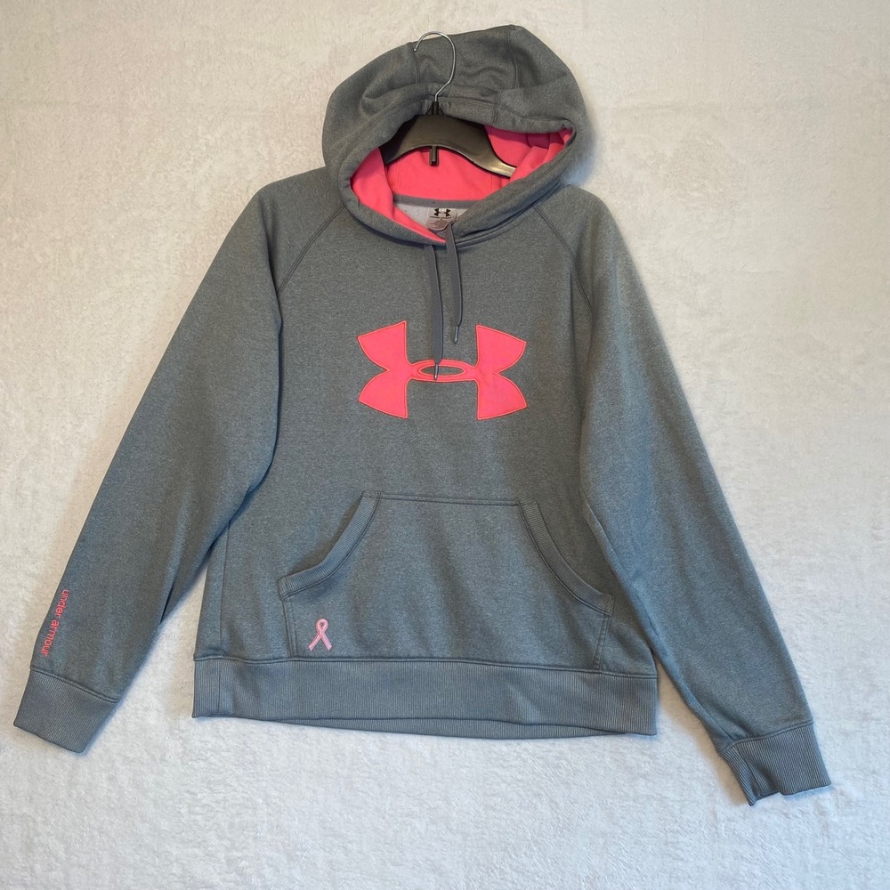Under Armour Gray Pink Breast Cancer Awareness Hoodie Womens Medium